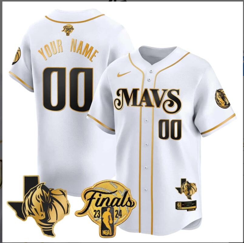 Men Dallas Mavericks 2024 Finals Texas Patch Baseball Custom white Jersey